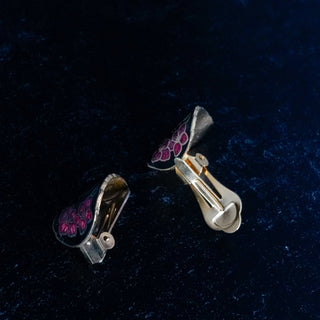 Cloisonné Butterfly Earrings Vintage Hand-Painted Enamel Pierced Jewelry