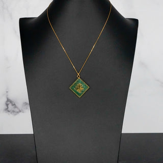 Jade Happiness Pendant Necklace Vintage Symbolic Jewelry 16 Inch Vermeil Chain
