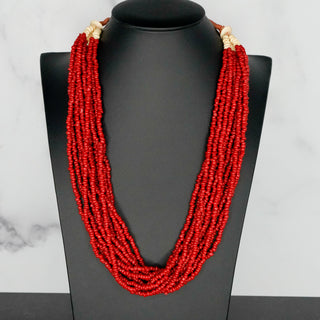 Vintage 12 Strand Red Coral Necklace Bold and Beautiful