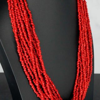 Vintage 12 Strand Red Coral Necklace Bold and Beautiful