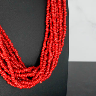 Vintage 12 Strand Red Coral Necklace Bold and Beautiful