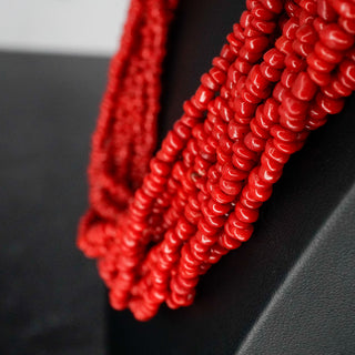 Vintage 12 Strand Red Coral Necklace Bold and Beautiful