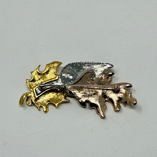 Avon Vintage Fall Leaves Gold Silver Bronze Tones Brooch Pin