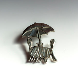 Seagull 1991 Pewter Canada Table For Two Vintage Brooch Pin