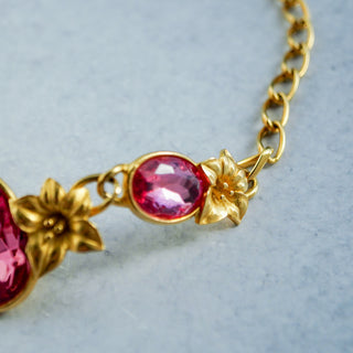 Vintage Signed Trifari and Kunio Matsumoto Gold Tone Pink Crystal Necklace