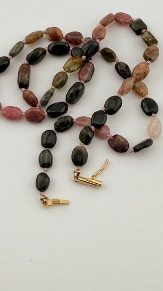 Faceted Tourmaline Bead Necklace with 14K Gold Clasp