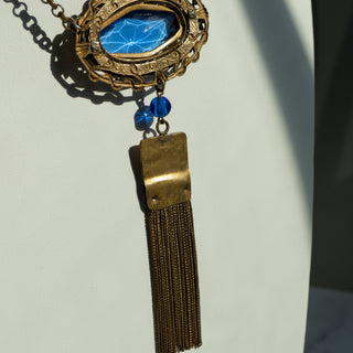 Art Deco Necklace with Blue Accents and Tassel Detail