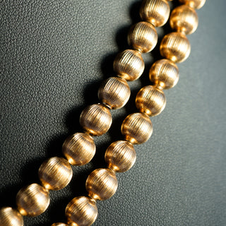 Vintage Crown Trifari 22-Inch Gold-Tone Metal Beaded Necklace – Circa Pre-1955