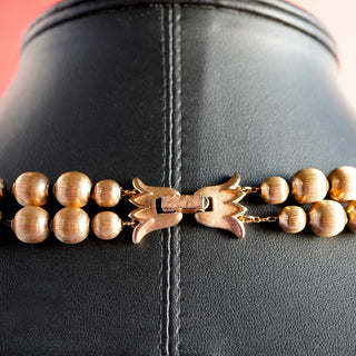 Vintage Crown Trifari 22-Inch Gold-Tone Metal Beaded Necklace – Circa Pre-1955