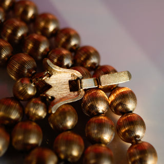 Vintage Crown Trifari 22-Inch Gold-Tone Metal Beaded Necklace – Circa Pre-1955