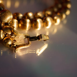 Vintage Crown Trifari 22-Inch Gold-Tone Metal Beaded Necklace – Circa Pre-1955