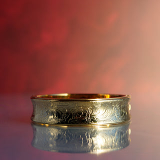 Vintage Gold-Plated Floral Engraved Bangle Bracelet – 6.5” | 16mm Wide
