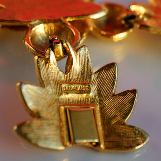 DAUPLAISE Signed Vintage 1980s-90s Extra Large Gold Tone Leaf Shaped Statement Collar Necklace