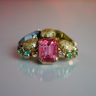 Vintage Multi-Color Rhinestone Brooch Julianna Style Fruit Salad - Rare Find