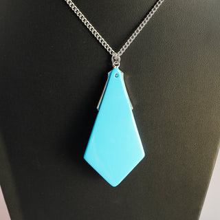 Park Lane Jewelry “Electra” Necklace – Turquoise Enamel & Crystals Aqua Blue Pyramid Pendant