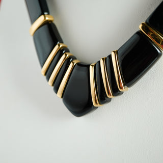 Napier 1980s Jet Collection Black and Gold Necklace – 18”