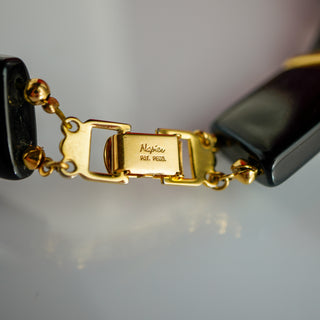 Napier 1980s Jet Collection Black and Gold Necklace – 18”