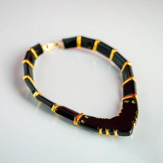 Napier 1980s Jet Collection Black and Gold Necklace – 18”