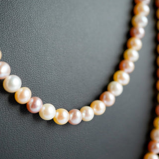 Elegant 50” Genuine Pink, White & Cream Pearl Strand - Rare Find