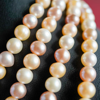 Elegant 50” Genuine Pink, White & Cream Pearl Strand - Rare Find