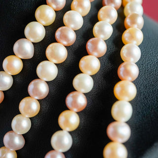 Elegant 50” Genuine Pink, White & Cream Pearl Strand - Rare Find