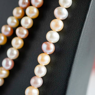 Elegant 50” Genuine Pink, White & Cream Pearl Strand - Rare Find