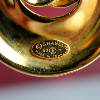 Vintage Chanel CC Gold Tone Doorknocker Earrings - - Rare Find