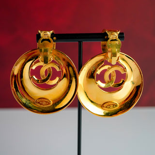 Vintage Chanel CC Gold Tone Doorknocker Earrings - - Rare Find