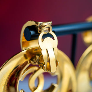 Vintage Chanel CC Gold Tone Doorknocker Earrings - - Rare Find