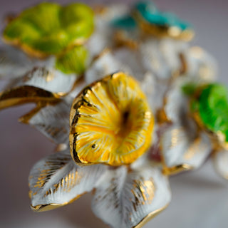 Vintage Castlecliff Gold Tone Floral Brooch with Enamel Overlay – 2.5” Diameter