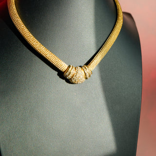Vintage 1980s Christian Dior Gold Mesh Collar Necklace - Rare Find