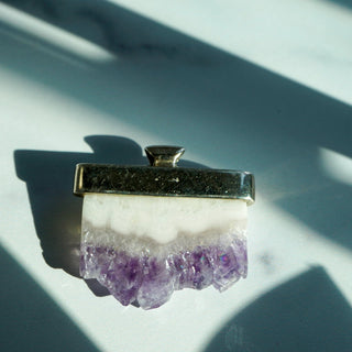 Show Listing Only - Banded Amethyst Crystal Pendant – Sterling Silver by Reserved Grace