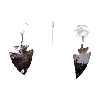 Signed Ben Chavez Navajo Native American Sterling Silver Arrowhead Earrings