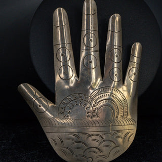 Antique Silver Etched Hamsa Hand of Fatima Brooch Jewelry