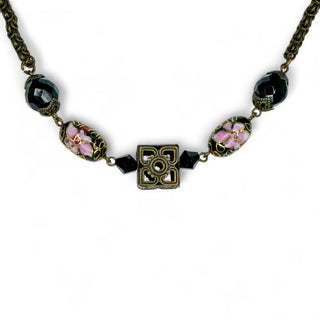 Cloisonné Box Pendant Necklace Vintage Enamel Keepsake 24 Inch Chain
