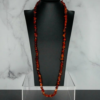 Polished Baltic Amber Chip Necklace Natural Warmth and Vintage Glow 34 Inch