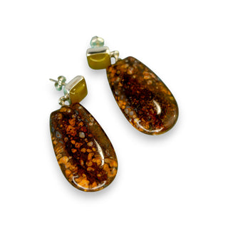 Llanite and Serpentine Sterling Silver Drop Earrings