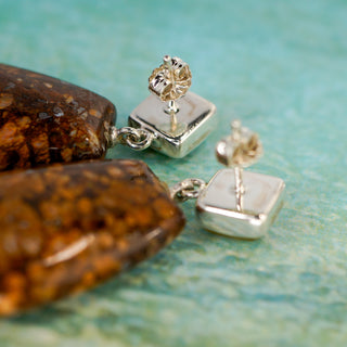 Llanite and Serpentine Sterling Silver Drop Earrings