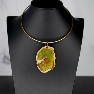 Brutalist Gilt Pendant on Collar Wire - Earth & Ocean Series