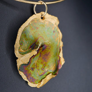 Brutalist Gilt Pendant on Collar Wire - Earth & Ocean Series