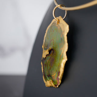 Brutalist Gilt Pendant on Collar Wire - Earth & Ocean Series