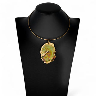 Brutalist Gilt Pendant on Collar Wire - Earth & Ocean Series