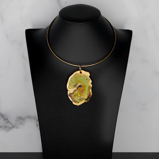 Brutalist Gilt Pendant on Collar Wire - Earth & Ocean Series