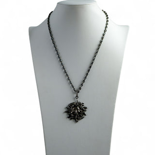 Sterling Italian Medusa Pendant Necklace – Heavy Link Chain