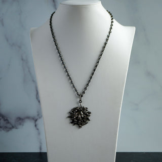 Sterling Italian Medusa Pendant Necklace – Heavy Link Chain