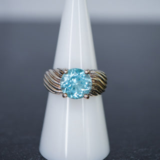 Brilliant Blue Topaz Sterling Statement Ring Size 8