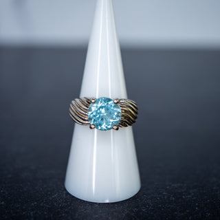 Brilliant Blue Topaz Sterling Statement Ring Size 8