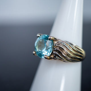 Brilliant Blue Topaz Sterling Statement Ring Size 8