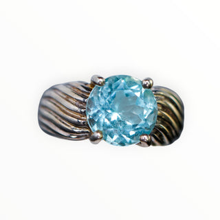 Brilliant Blue Topaz Sterling Statement Ring Size 8