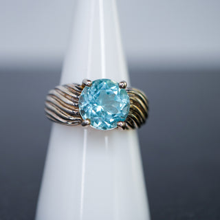 Brilliant Blue Topaz Sterling Statement Ring Size 8